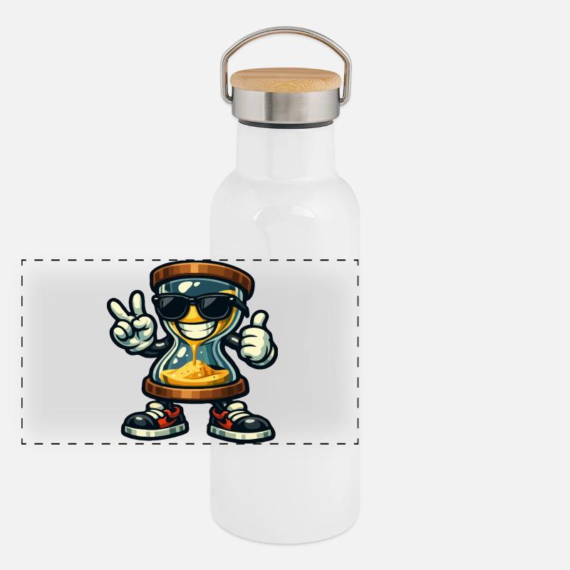 Hourglass with sunglasses vibes Panoramic Thermal Bottle with Bamboo Lid