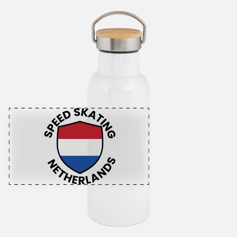 Speed skate Netherlands Shield Panoramic Thermal Bottle with Bamboo Lid