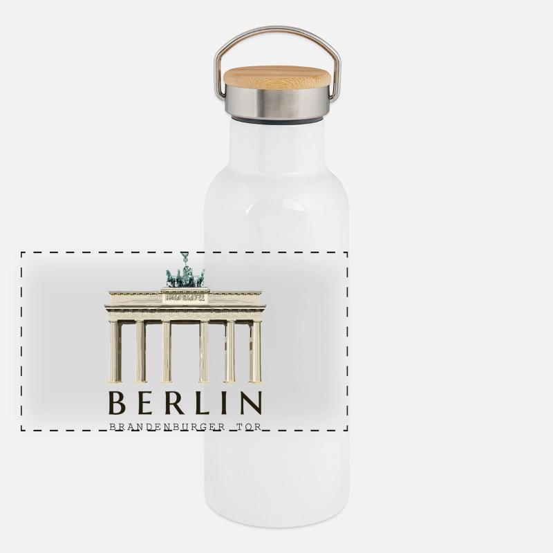 Berlin Brandenburg Gate hand-drawn Panoramic Thermal Bottle with Bamboo Lid