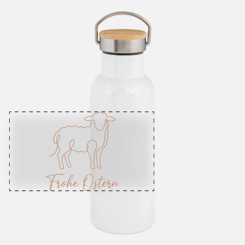 Frohe Ostern, Süßes Lämmchen Shirt, Socken, Mütze Panorama Thermosflasche mit Bambusdeckel