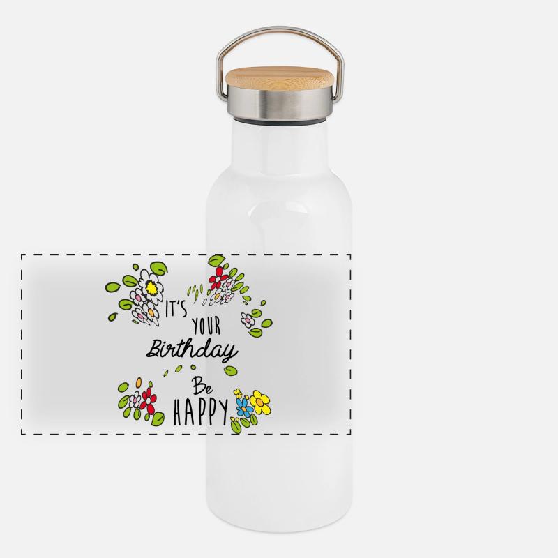 Anniversaire Gourde isotherme avec bouchon en bambou