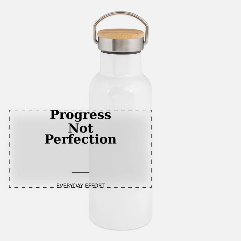 Fortschritt statt Perfektion Panorama Thermosflasche mit Bambusdeckel