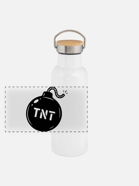 Symbole TNT de la bombe - Gourde isotherme avec bouchon en bambou - blanc - Devant