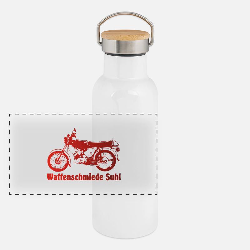 Simson S51 Waffenschmiede Panorama Thermosflasche mit Bambusdeckel