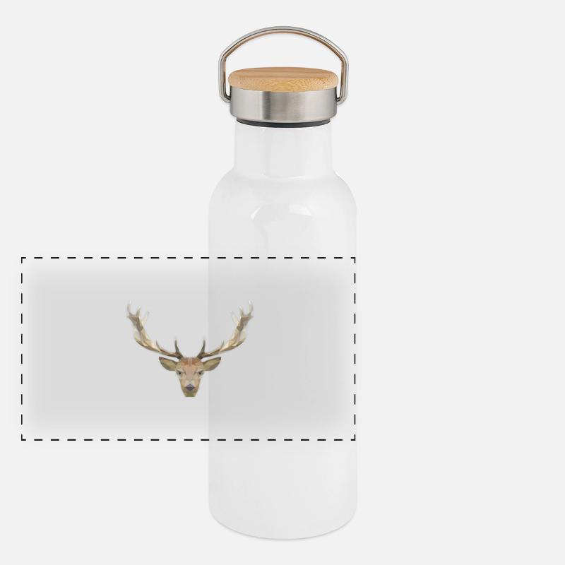 Low Poly Hirsch Panorama Thermosflasche mit Bambusdeckel