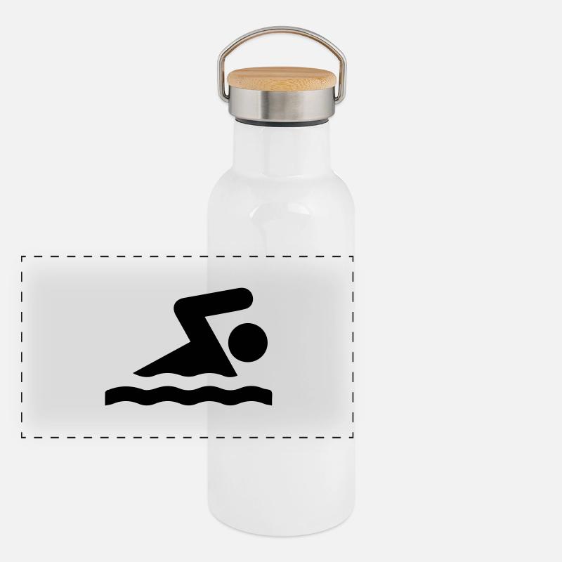 Schwimmer Panorama Thermosflasche mit Bambusdeckel