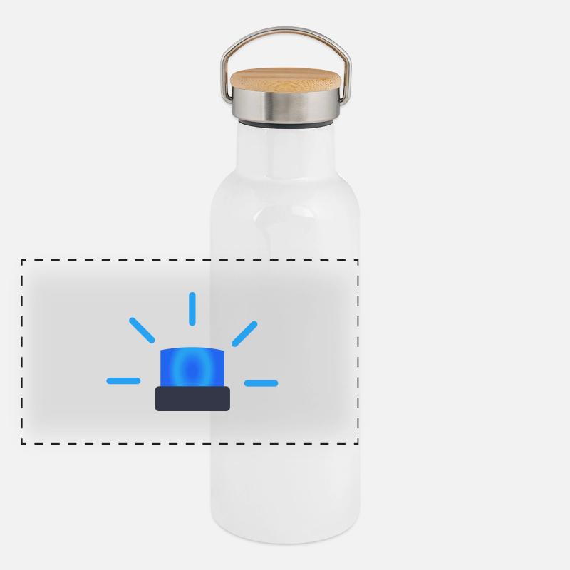 Blaulicht Panorama Thermosflasche mit Bambusdeckel