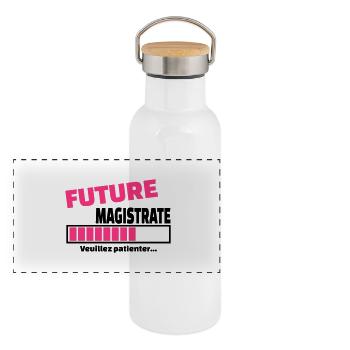 future magistrate - Gourde isotherme avec bouchon en bambou - blanc - Devant