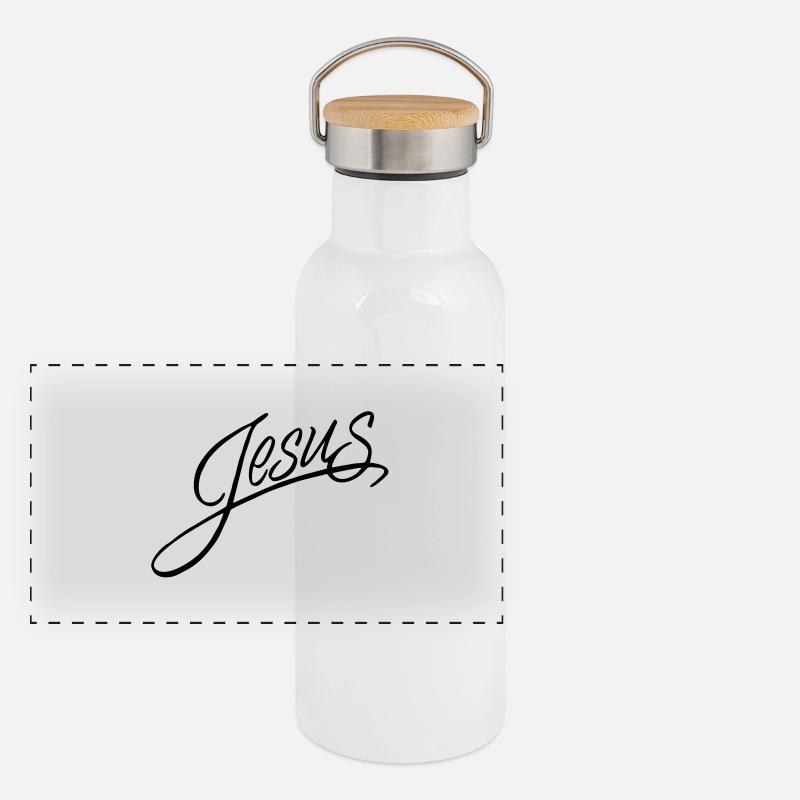 Jesus - Panoramic Thermal Bottle with Bamboo Lid - white
