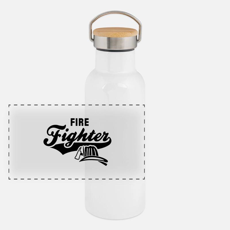 Firefighter Panorama Thermosflasche mit Bambusdeckel