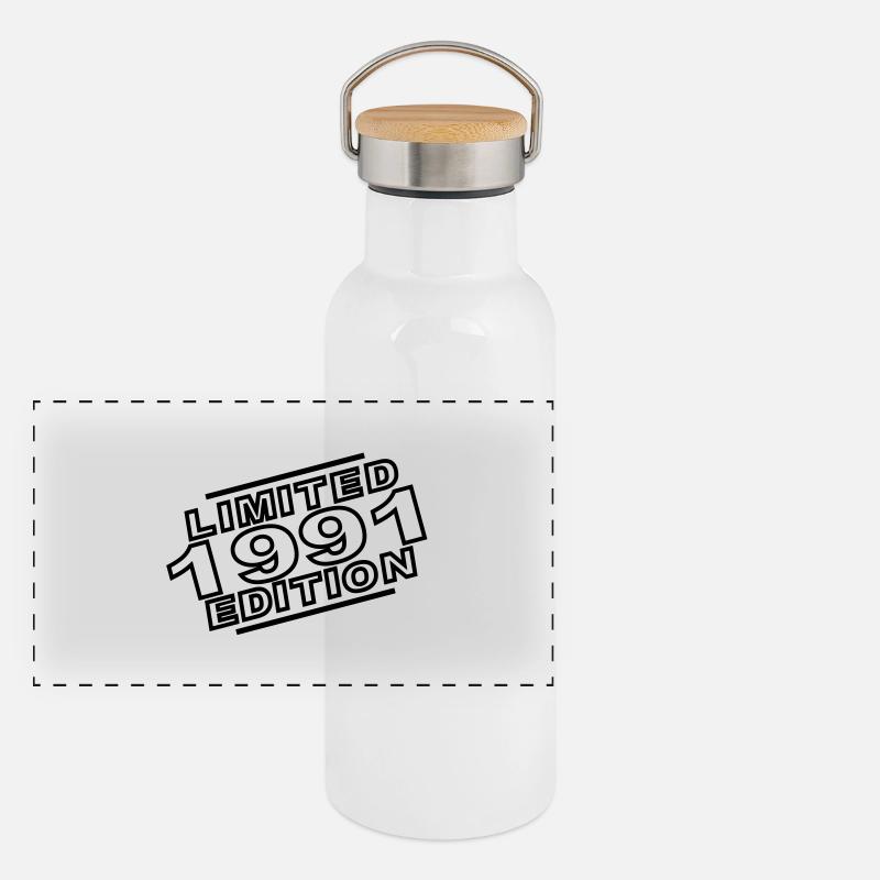 Jahr 1991 limited edition Panorama Thermosflasche mit Bambusdeckel