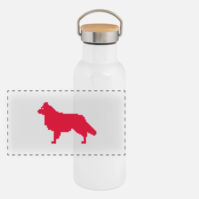 Australian Shepherd mit Rute Panoramic Thermal Bottle with Bamboo Lid