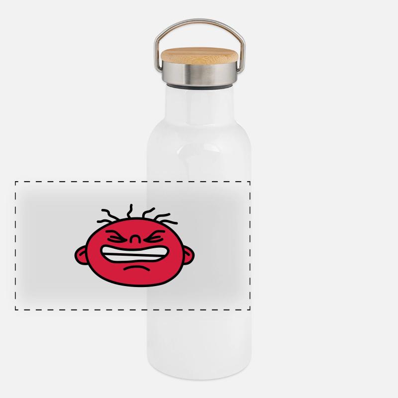 Angry Face Panorama Thermosflasche mit Bambusdeckel