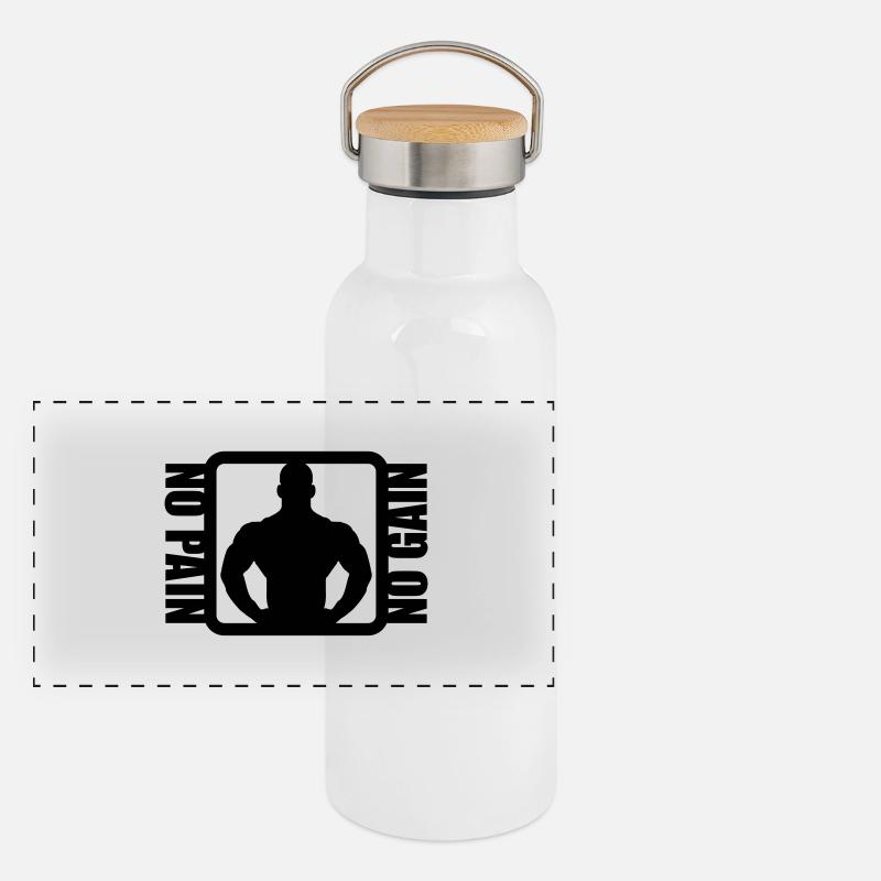 Bodybuilder Logo Design - Panoramic Thermal Bottle with Bamboo Lid - white