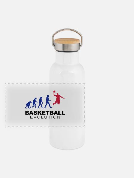 Basketball evolution - Panorama Thermosflasche mit Bambusdeckel - Weiß - Vorne