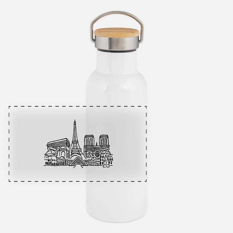 Paris Panorama Panorama Thermosflasche mit Bambusdeckel
