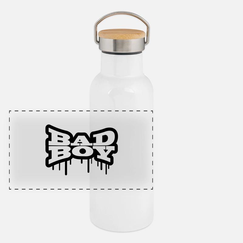 Bathroom graffiti boy bad boy Panoramic Thermal Bottle with Bamboo Lid