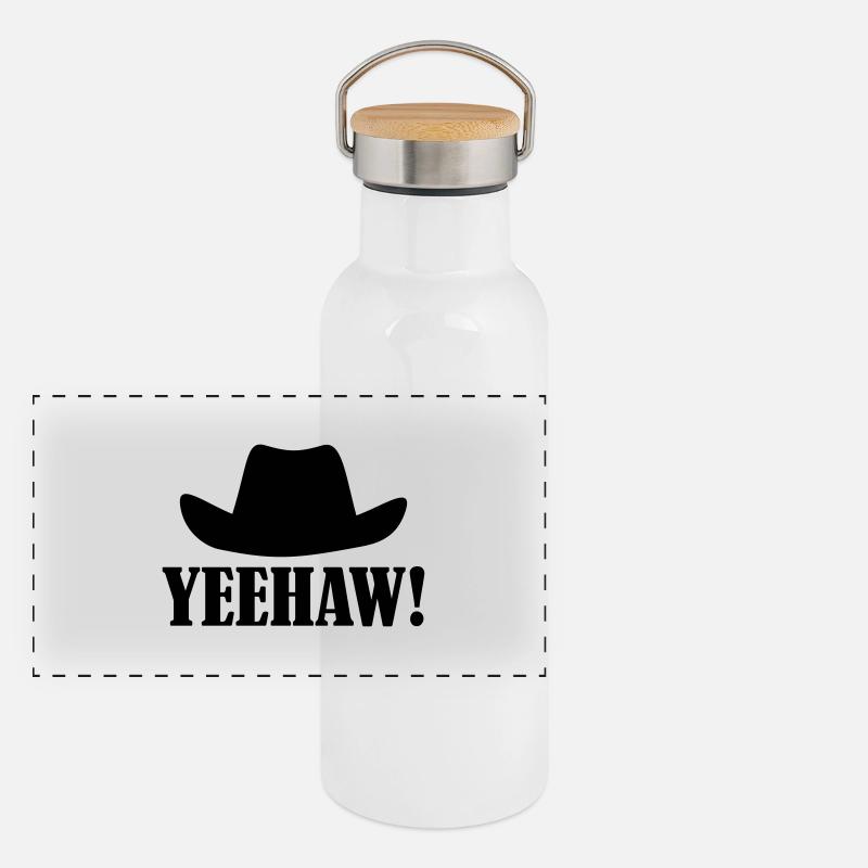 Cowboy Panorama Thermosflasche mit Bambusdeckel