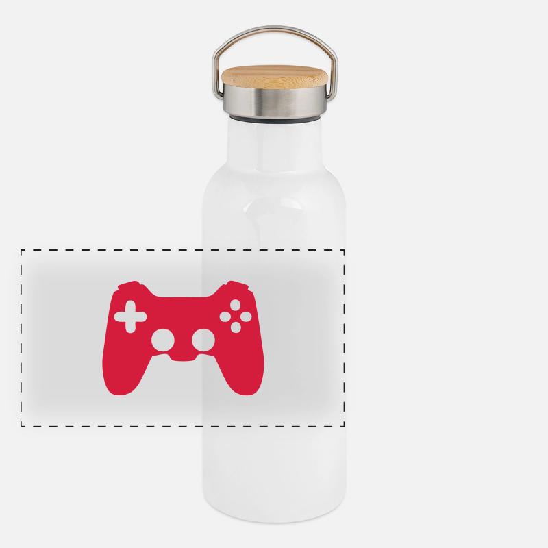 Joystick game icon 17062 Panoramic Thermal Bottle with Bamboo Lid