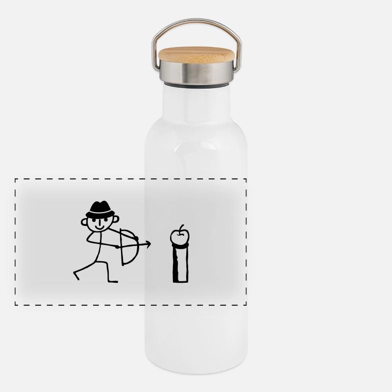 Strichmännchen Bogenschießen Panorama Thermosflasche mit Bambusdeckel