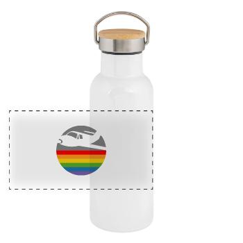 Rainbow Airplane blanc - Gourde isotherme avec bouchon en bambou - blanc - Devant