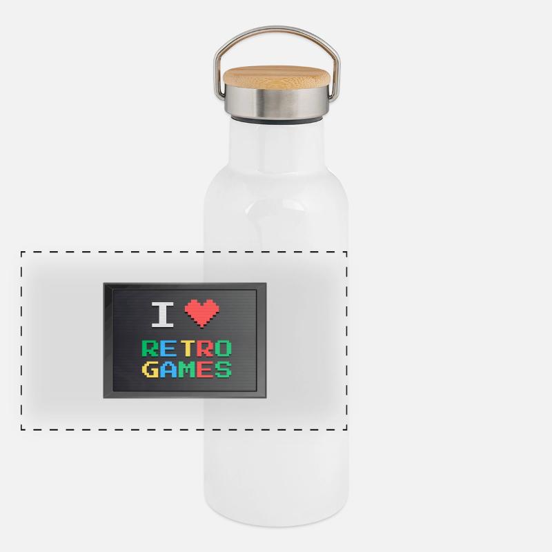 Retrogaming - I love retrogaming Panoramic Thermal Bottle with Bamboo Lid