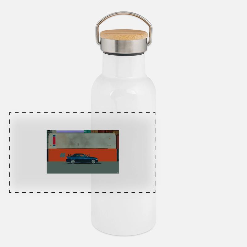 Europäischer Oldtimer Panorama Thermosflasche mit Bambusdeckel