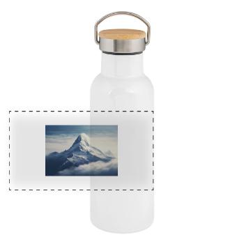 True Mountain – The Essence of the Mountains 🏔️ - Panoramic Thermal Bottle with Bamboo Lid - white - Front