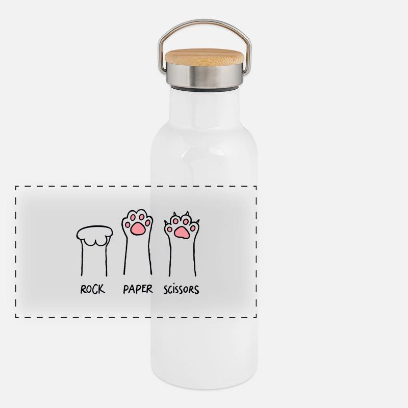 Haustier Stein Papier Schere Panorama Thermosflasche mit Bambusdeckel