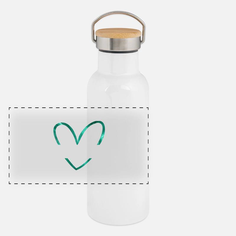Brautjungfer mit glitzerndem grünem Herz Panorama Thermosflasche mit Bambusdeckel