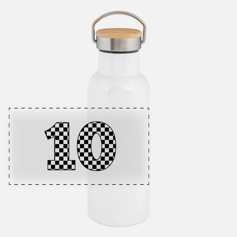 Nummer 10 Plaid Panorama Thermosflasche mit Bambusdeckel