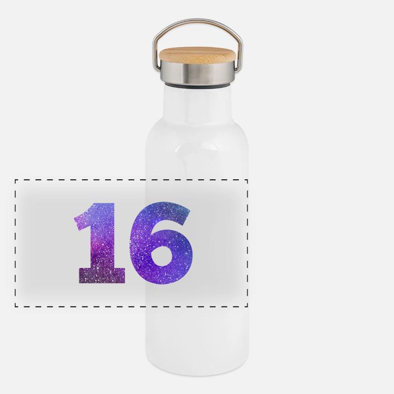 Galaxie Nummer 16 Panorama Thermosflasche mit Bambusdeckel