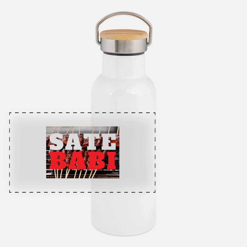 Impression INDONET Sate Babi Gourde isotherme avec bouchon en bambou