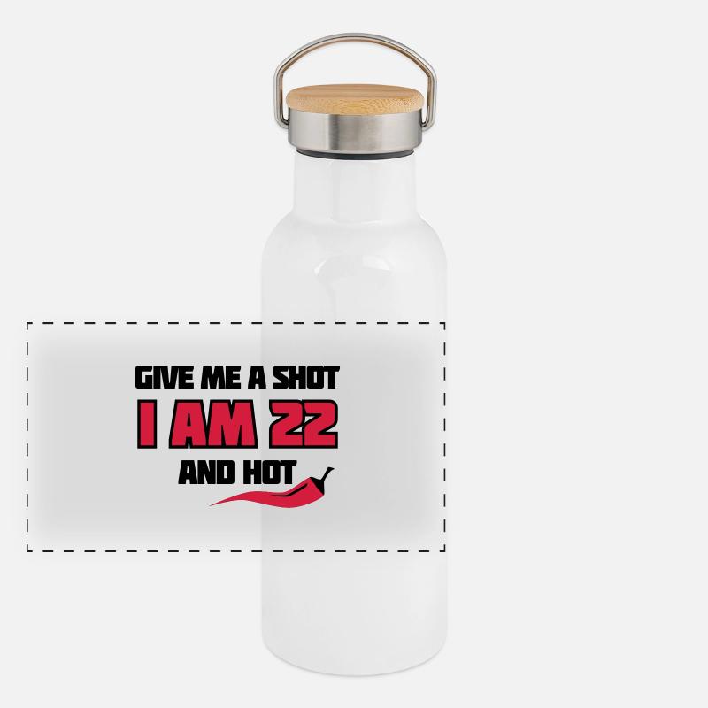 Anniversaire 22 - donnez-moi un coup de feu - le Gourde isotherme avec bouchon en bambou