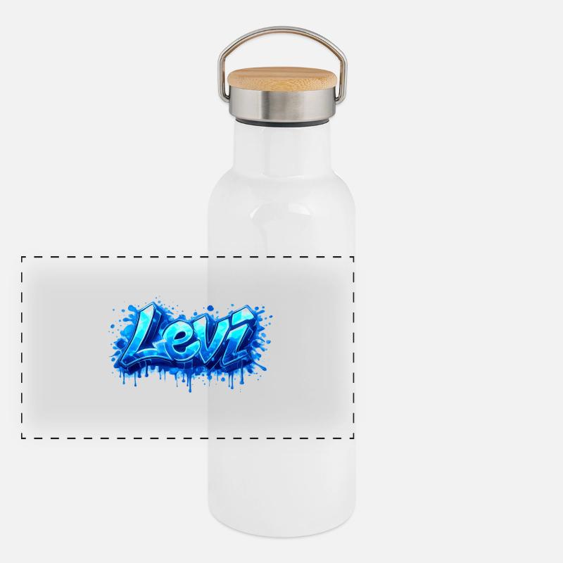LEVI GRAFFITI NAME FOR PERFECT GIFT PRINTABLE  Gourde isotherme avec bouchon en bambou