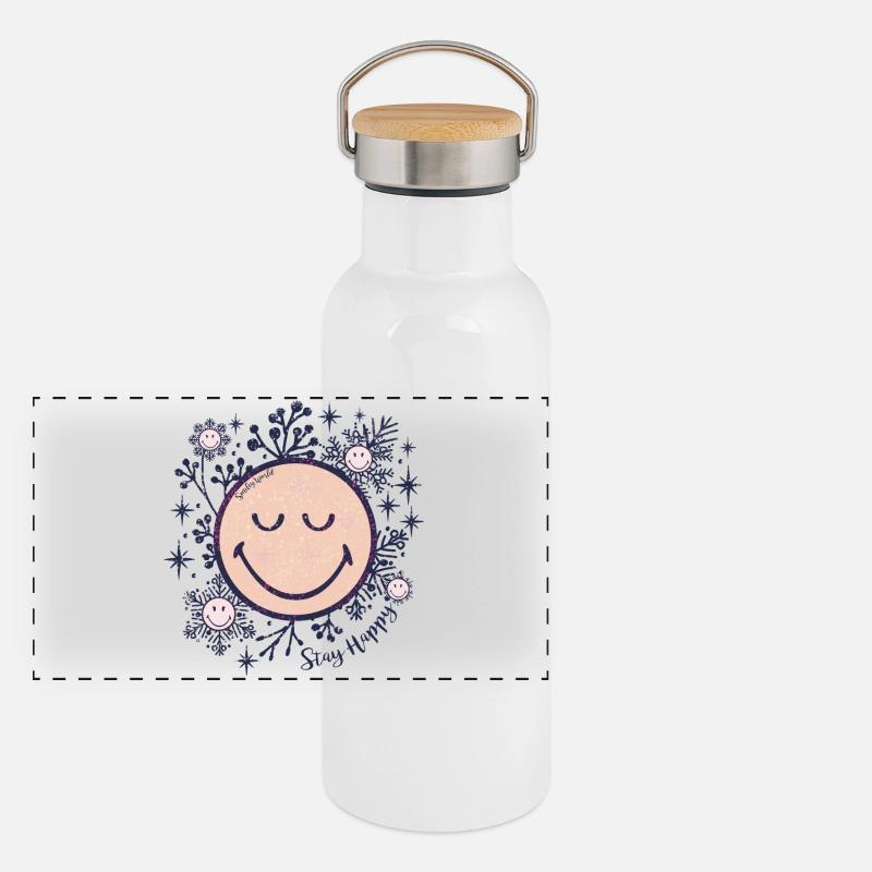Wintertime_Smiley Panorama Thermosflasche mit Bambusdeckel