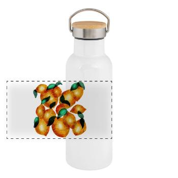 Südfrüchte - Panorama Thermosflasche mit Bambusdeckel - Weiß - Vorne