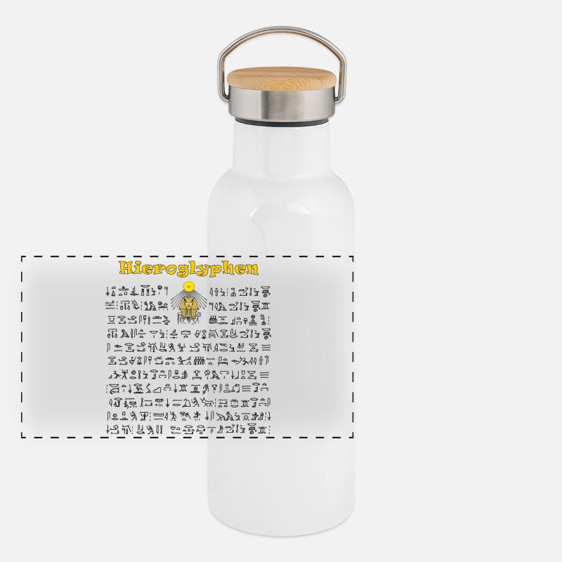 Egyptian hieroglyphics Panoramic Thermal Bottle with Bamboo Lid