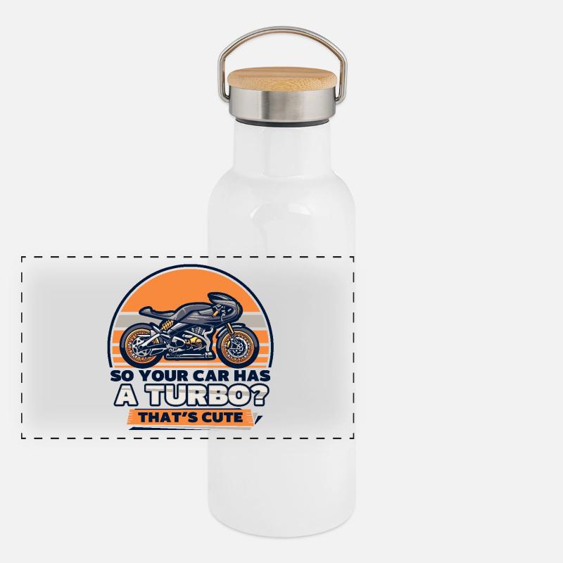 Moto de course Gourde isotherme avec bouchon en bambou