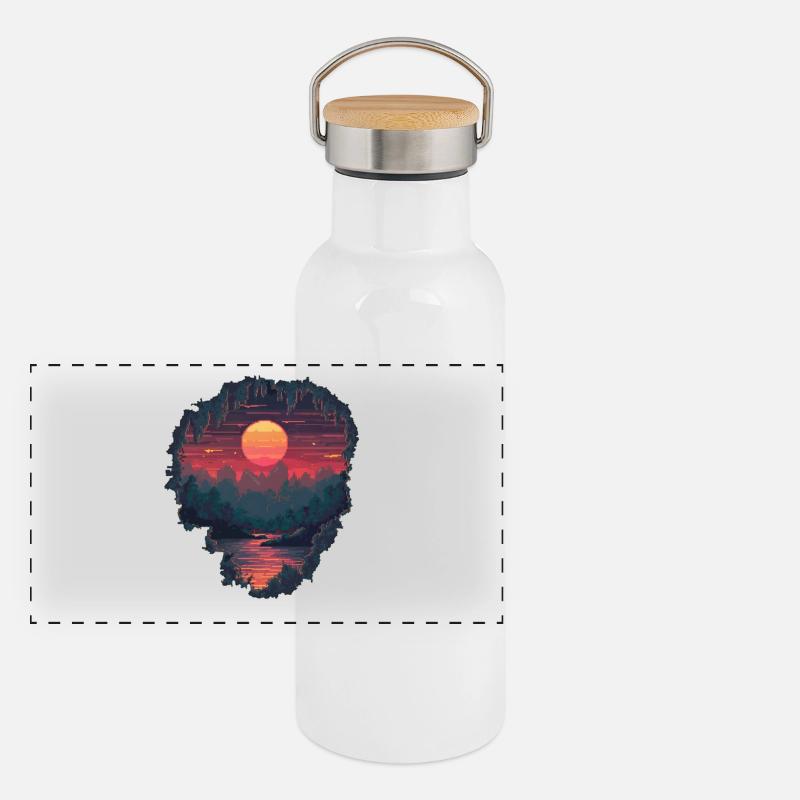 Trou dans un monde pixélisé Gourde isotherme avec bouchon en bambou