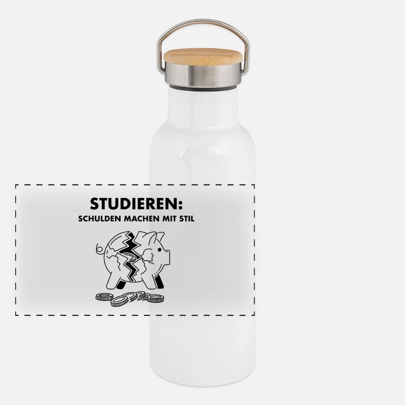 Studieren - Schulden (Dunkel) Panorama Thermosflasche mit Bambusdeckel