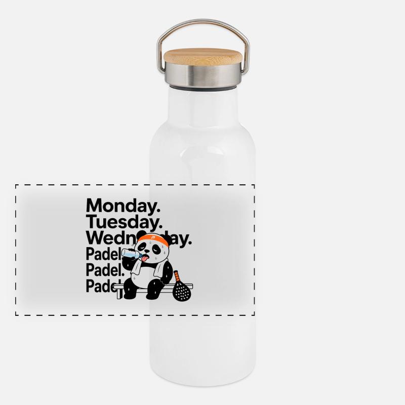 Monday Tuesday Wednesday Padel Panoramic Thermal Bottle with Bamboo Lid