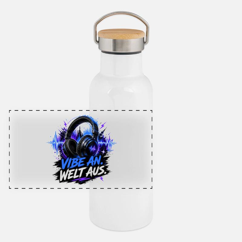 Vibe an -Welt aus Panorama Thermosflasche mit Bambusdeckel