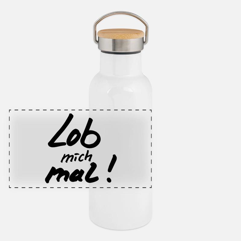 Lob mich mal white Panorama Thermosflasche mit Bambusdeckel