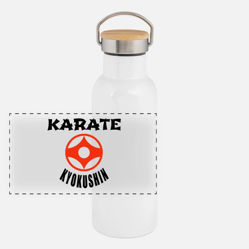 Kyokushin Karate Panorama Thermosflasche mit Bambusdeckel