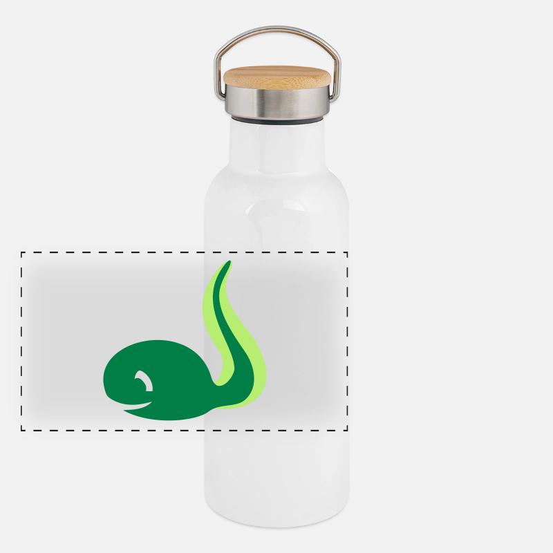 Frosch Kaulquappe Panorama Thermosflasche mit Bambusdeckel