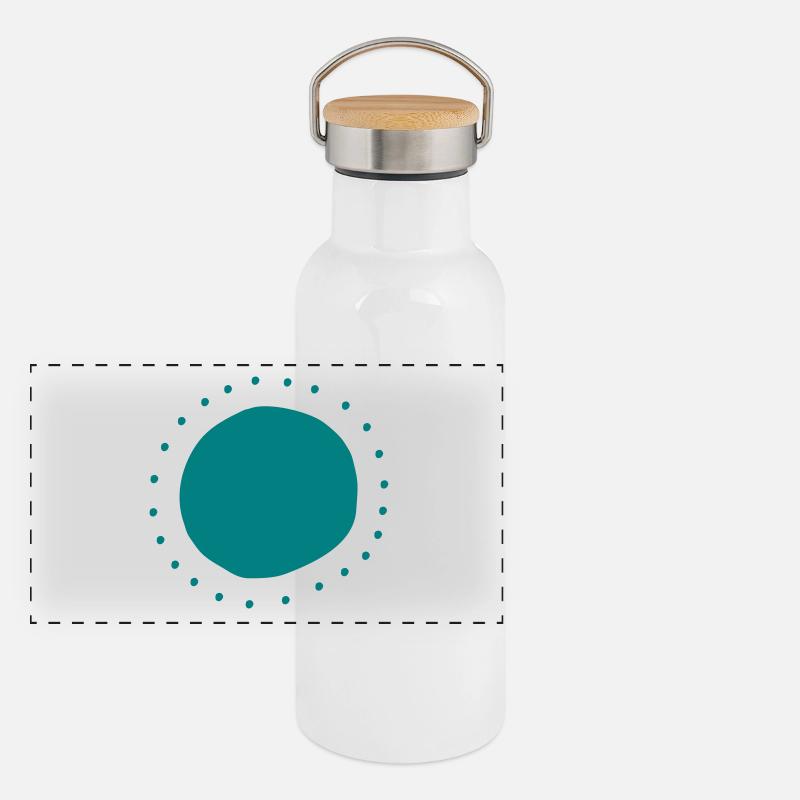 points Cercle forme Gourde isotherme avec bouchon en bambou