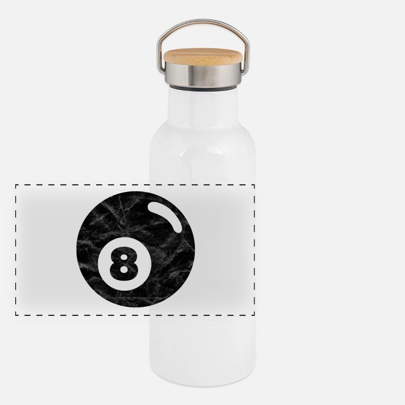 Billard boule de billard noir huit huit Gourde isotherme avec bouchon en bambou
