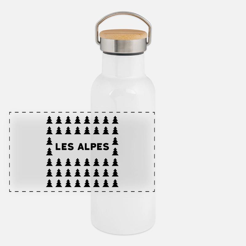 fir trees alps Panoramic Thermal Bottle with Bamboo Lid