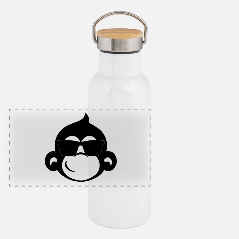 kühler Affe Panorama Thermosflasche mit Bambusdeckel